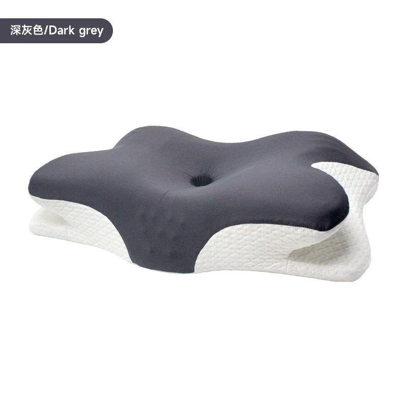 Gris foncé 2 hauteurs · 62×36×14/12 cm – oreiller cervical sur fond blanc