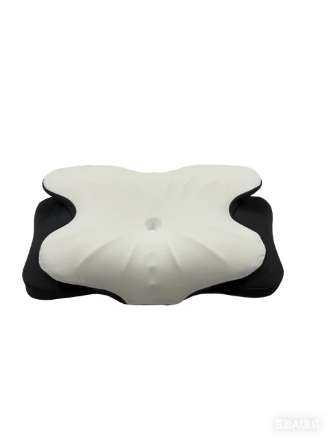 Crème & noir · 65×40×13 cm – oreiller cervical sur fond blanc