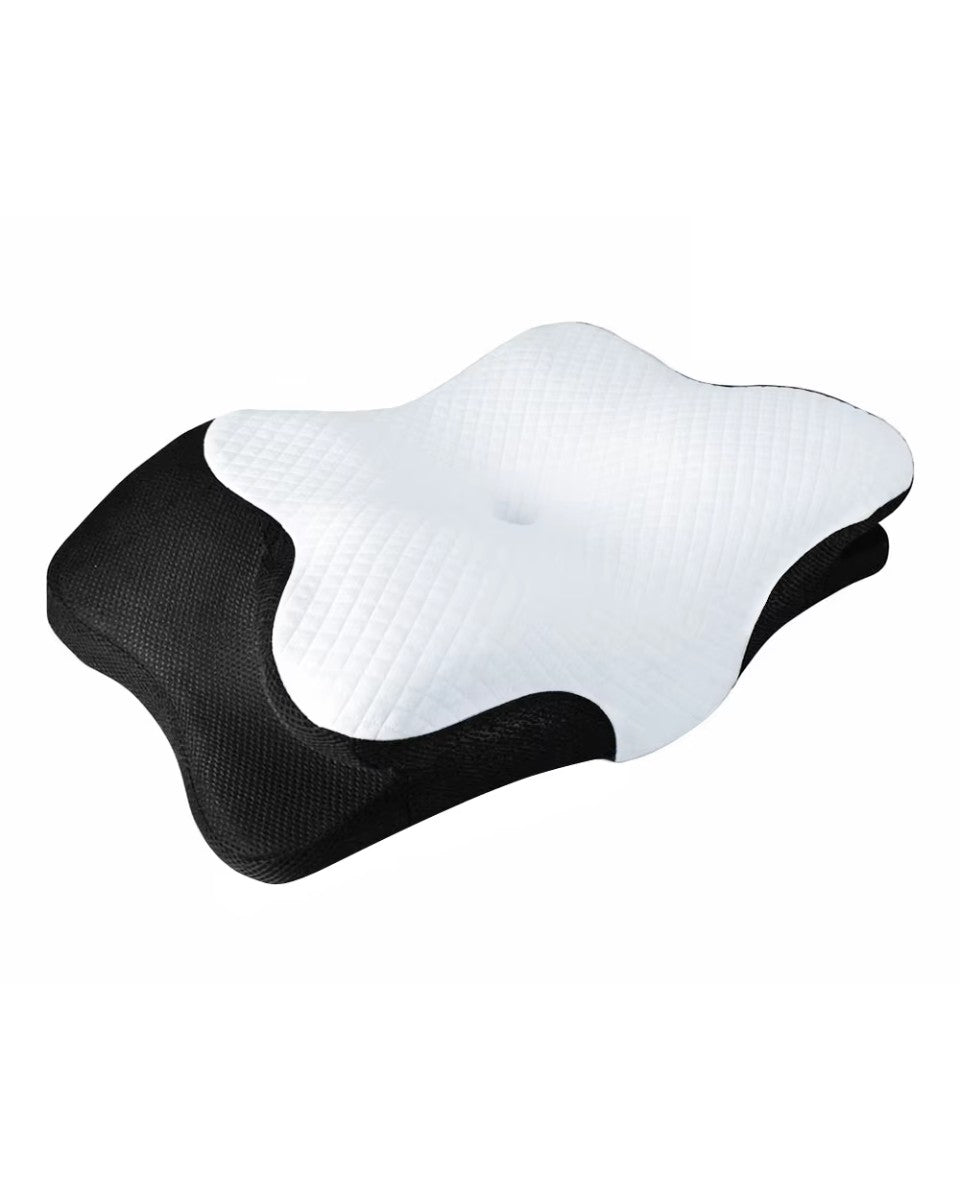 Blanc & noir · 60×39×13 cm – oreiller cervical sur fond blanc